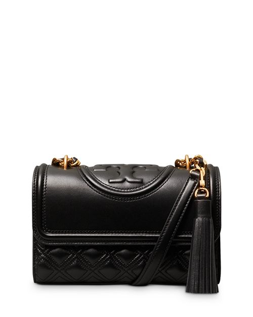 Fleming Tory Burch Small Quilted Leather Convertible Crossbody Bag color Black