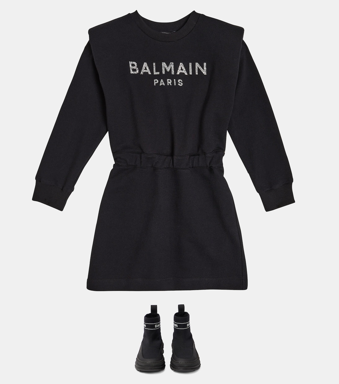 حذاء جورب بشعار Balmain للأطفال، أسود