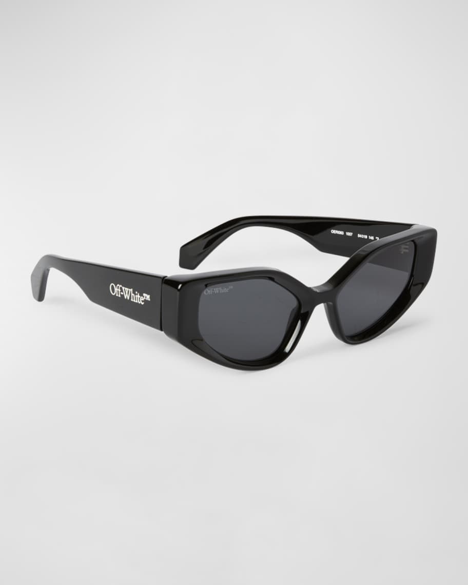 Off-White Memphis Acetate Cat Eye Sunglasses with Beveled Edge