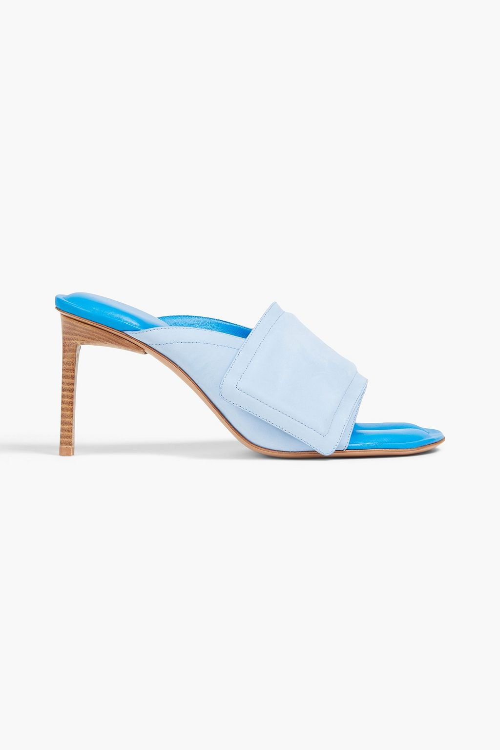 JACQUEMUS Blue Nubuck Mules with Soft Aqua Lining