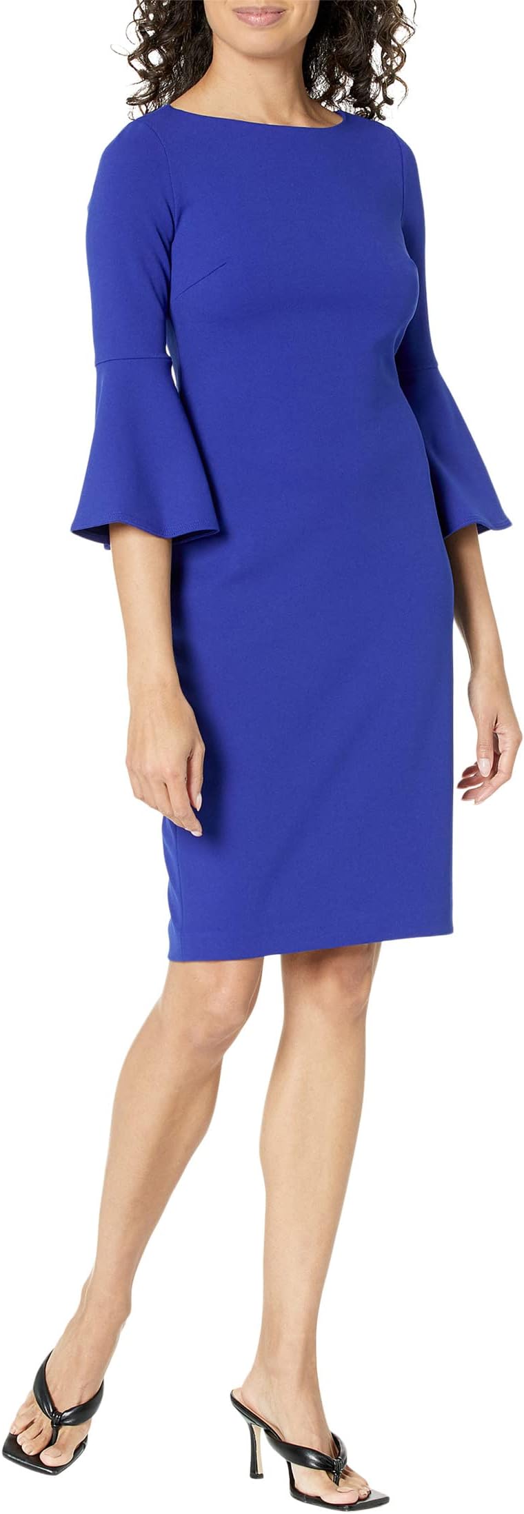 Calvin Klein Scuba Crepe Sheath with Bell Sleeves Ultramarine Dress