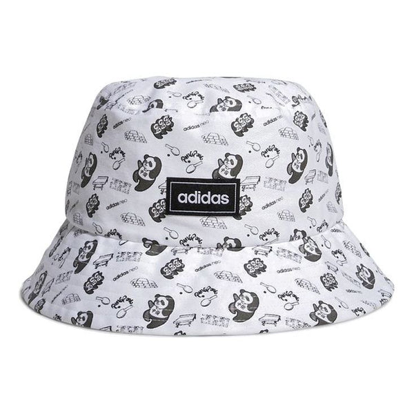 قبعة الصياد adidas neo Pnda Bucket باللون الأبيض / الأسود، الأبيض