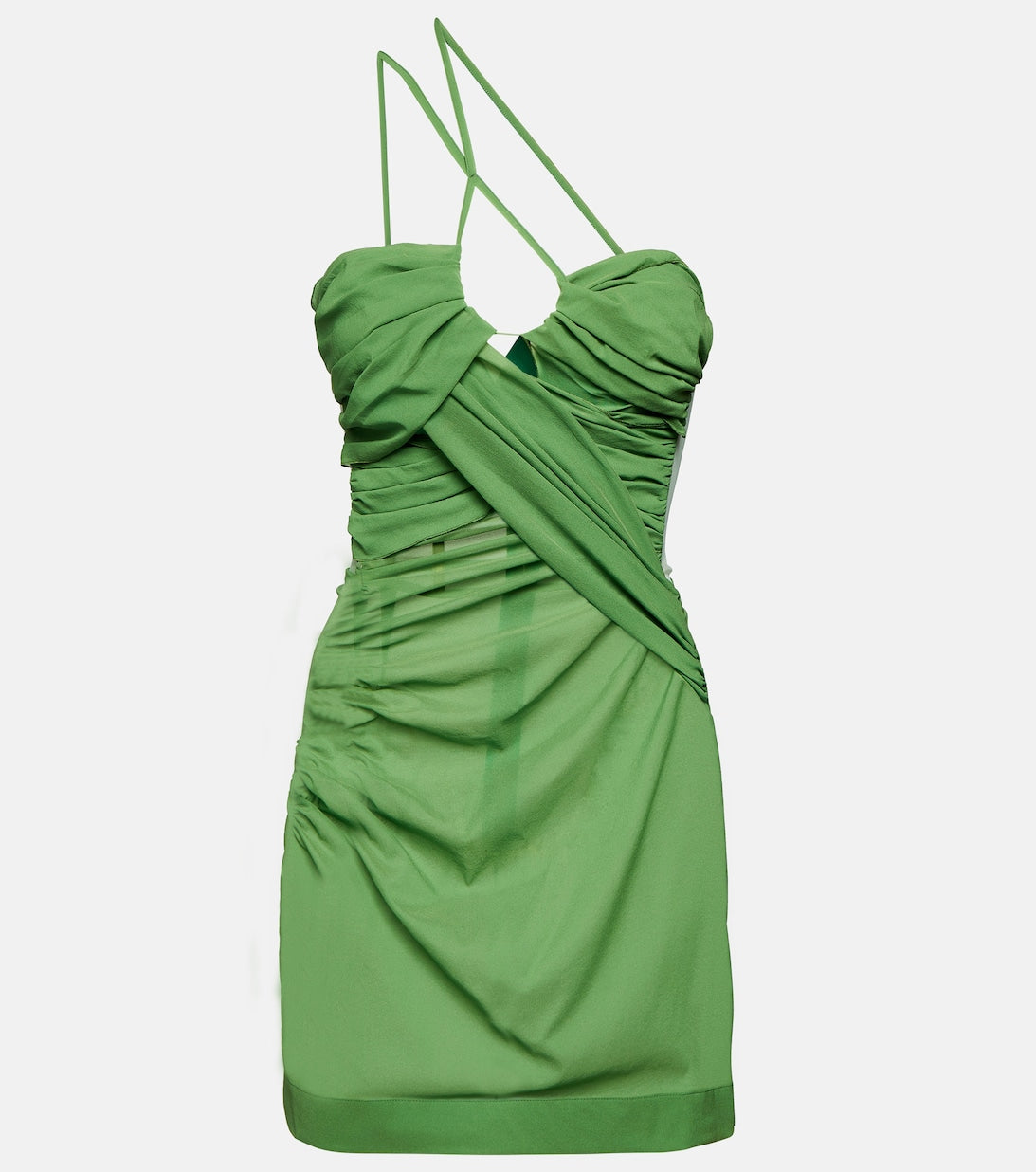 One-shoulder mini dress with draping NENSI DOJAKA, green