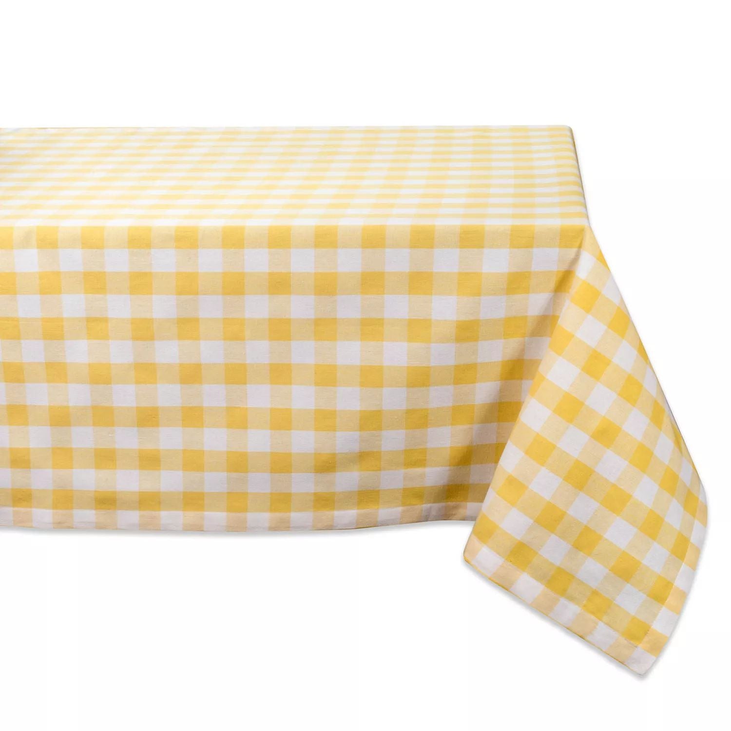 52" Square Yellow and White Checkered Tablecloth