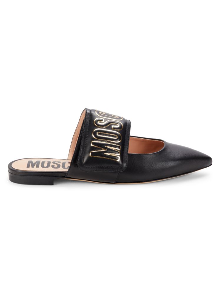 Leather clogs with Moschino Couture! logo, black