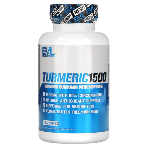 Curcumin with Bioperine EVLution Nutrition Turmeric1500, 90 Veggie Capsules