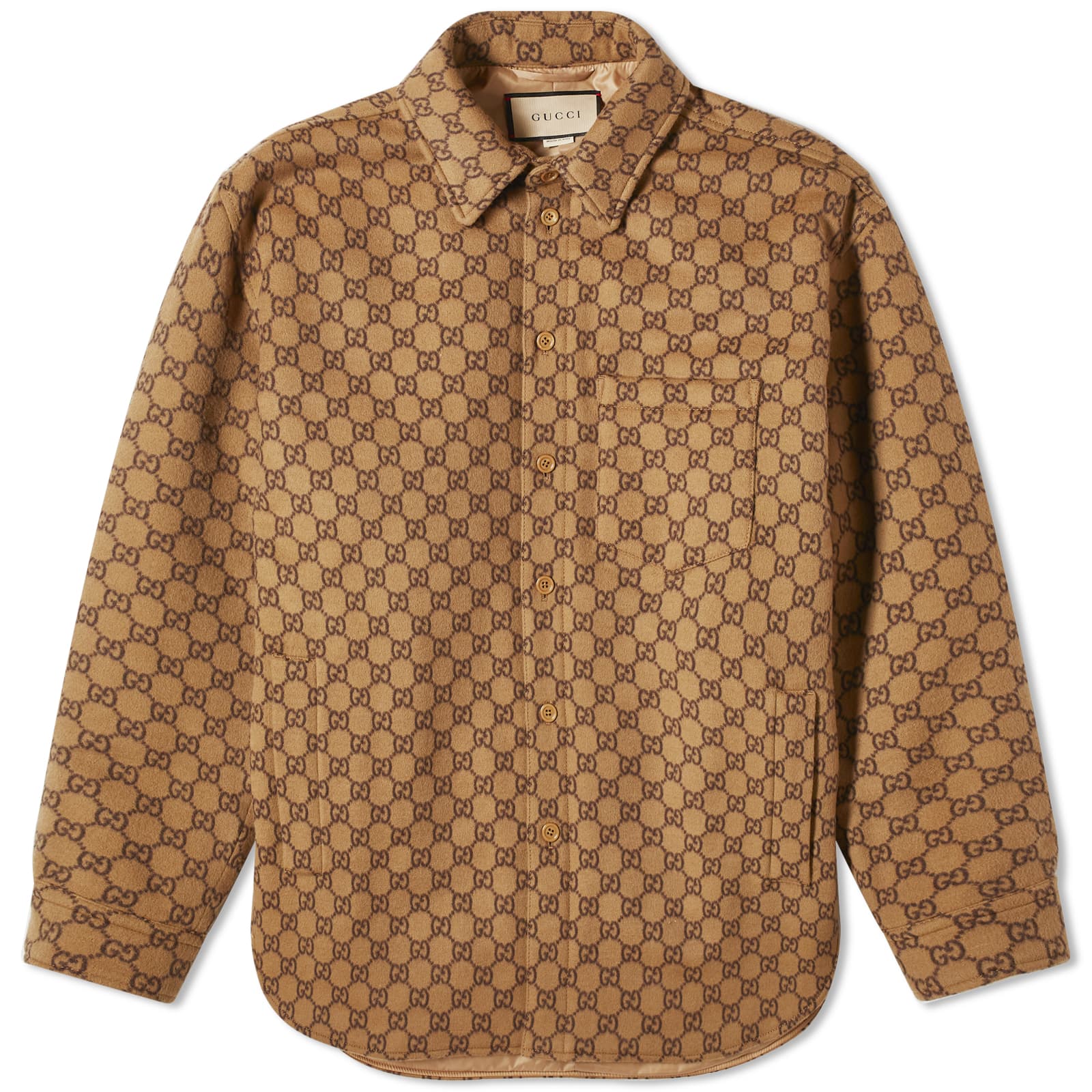 Gucci Gg Monogram Overshirt, Camel