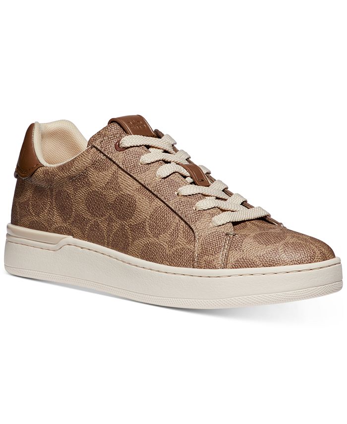 COACH Women's Lace-Up Low Top Sneakers, Tan/Beige