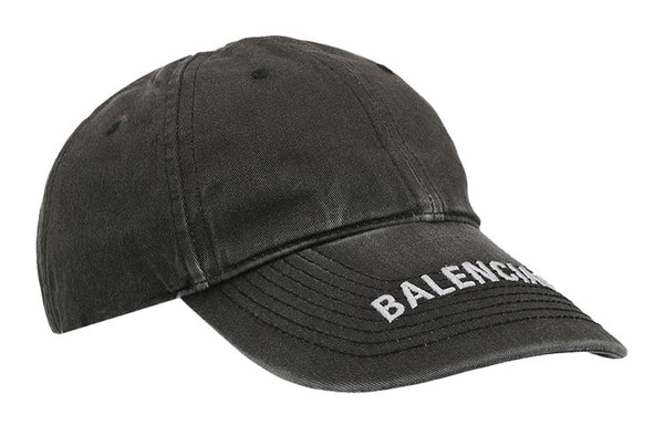 قبعة بيسبول من Balenciaga بشعار جينز مغسول "أسود/أبيض"، أسود