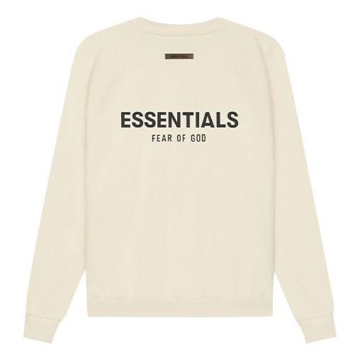 سويت شيرت من Fear of God Essentials SS21، بياقة دائرية، بلون كريمي زبدة، بيج