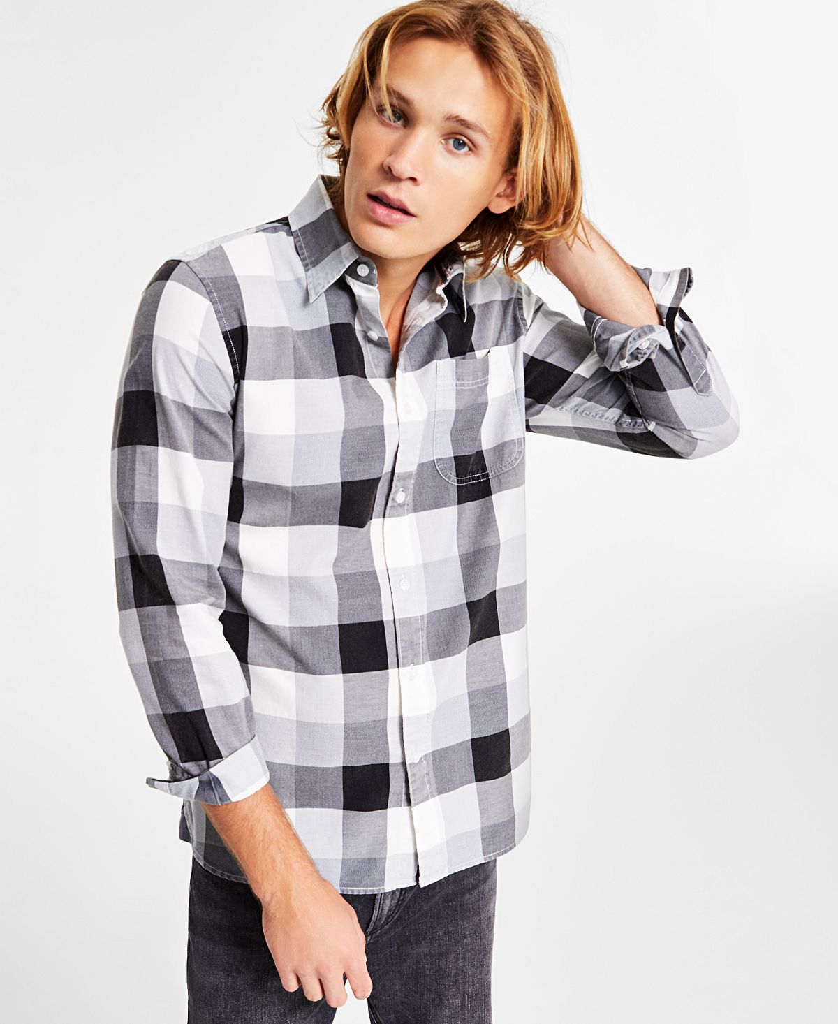 Burke Sun + Stone Men's Regular Fit Check Button Down Shirt