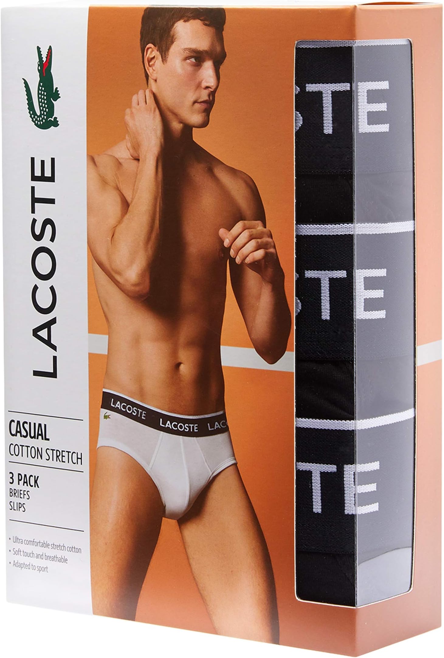 Set of 3 Casual Classic Lacoste briefs, black