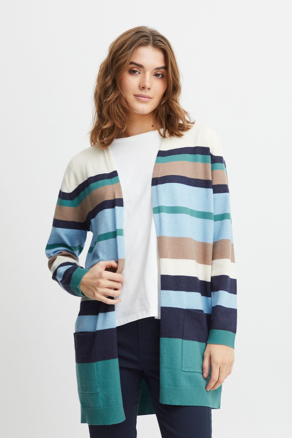 Knitted cardigan Fransa, dusty blue