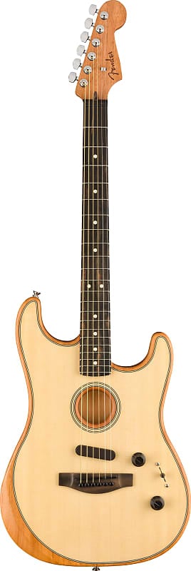 جيتار صوتي من Fender American Acoustasonic Strat مصنوع من خشب الأبنوس الطبيعي بلوحة أصابع - US202410 - 5.25 رطل