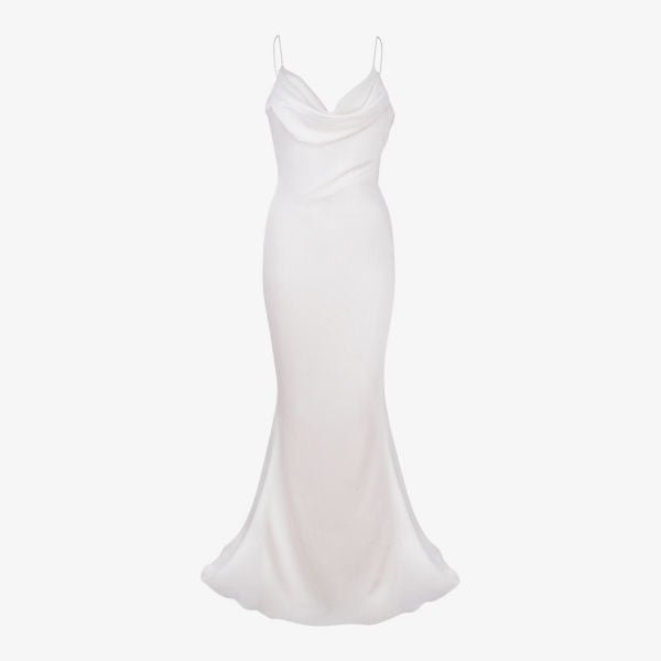 Aurelie Satin Cowl Neck Wedding Dress House Of Cb Ivory