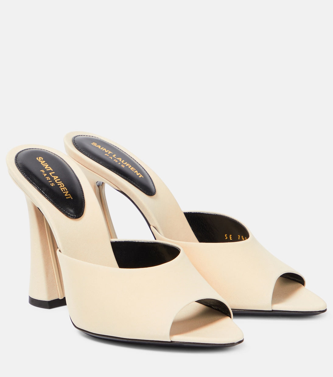 Suite mules in Saint Laurent silk satin, beige