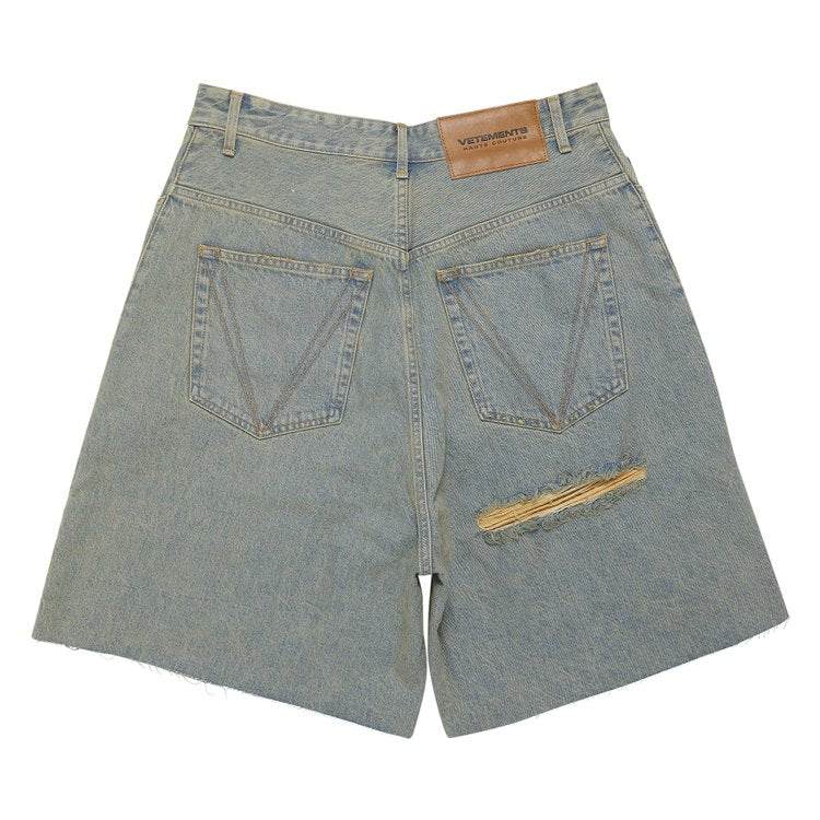 Vetements Destroyed Baggy 'Blue/Sand' Shorts, blue