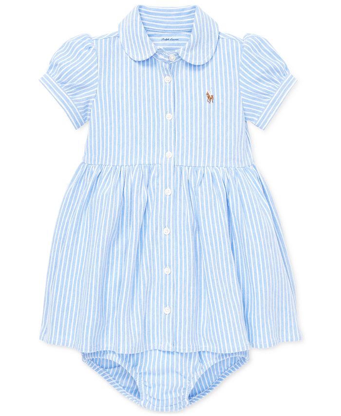 Polo Ralph Lauren Baby Girls Striped Knitted Oxford Dress, Blue