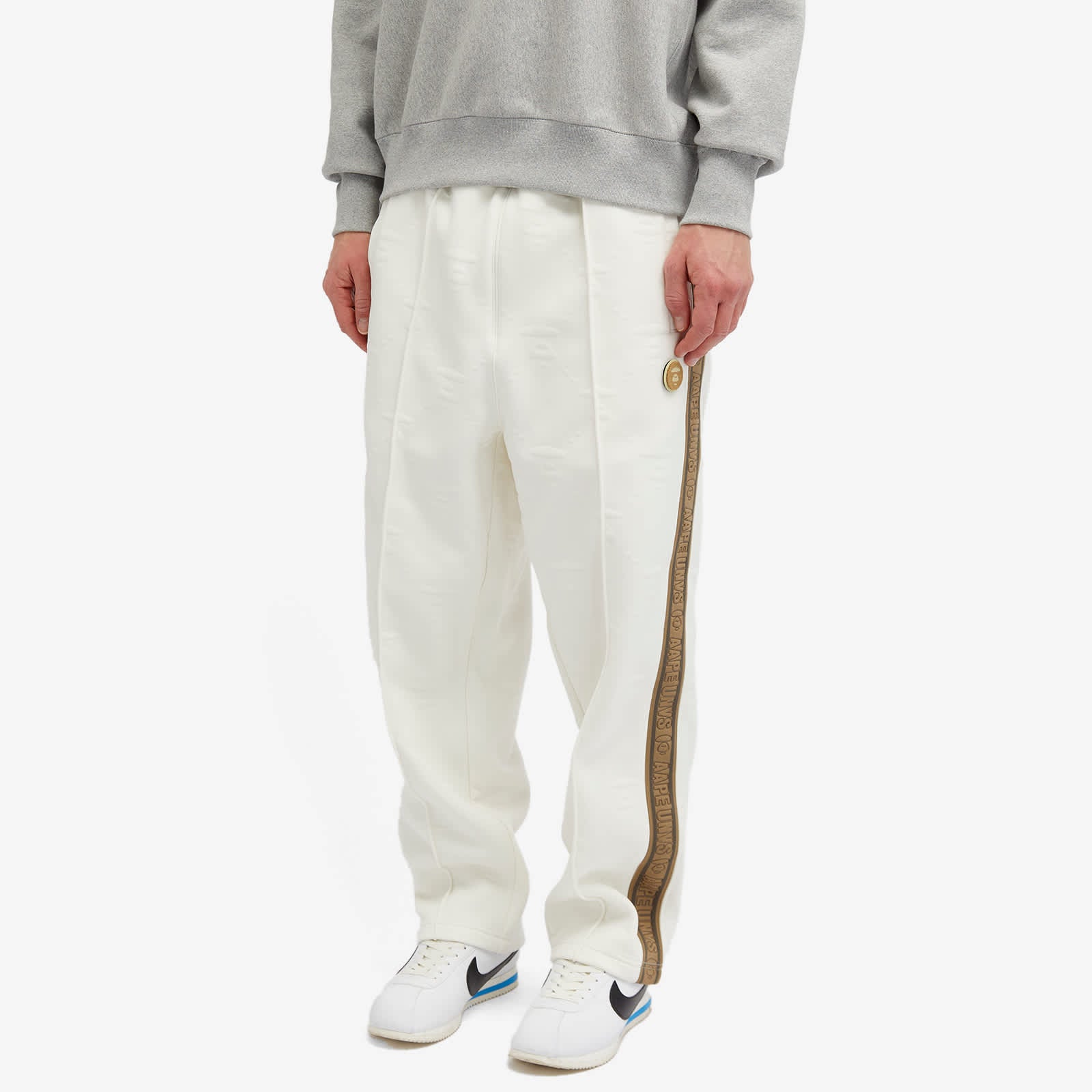 Aape Dope Jacquard Moonface Monogram Track Pants, Ivory