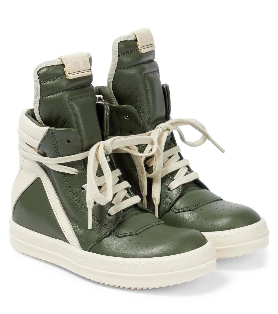 حذاء رياضي Rick Owens Geobasket Leather High Top باللون الأخضر