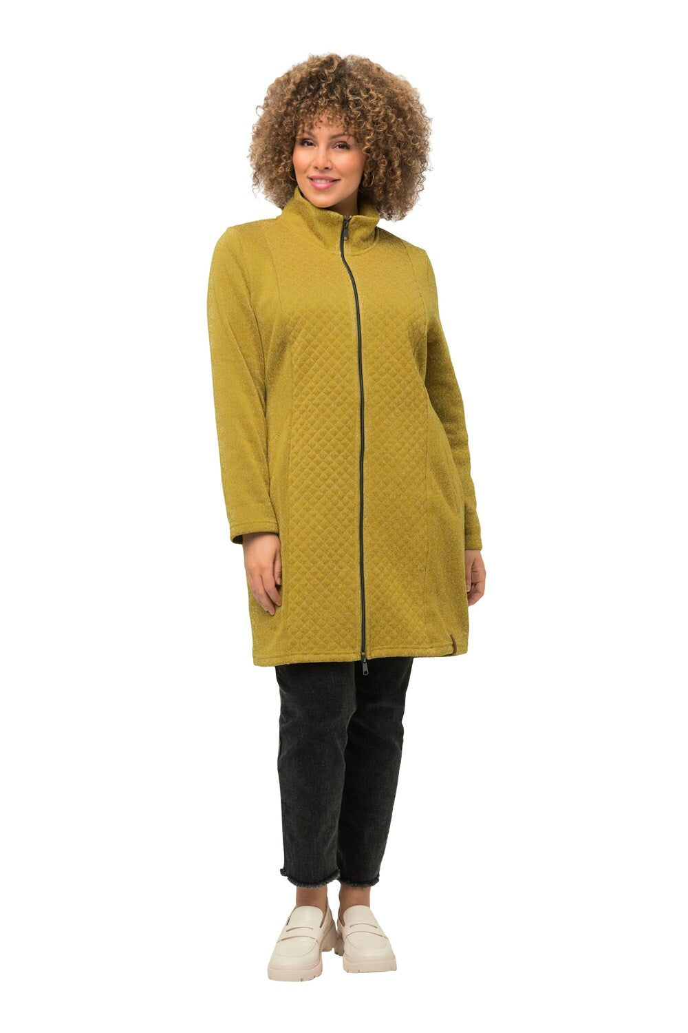 Ulla Popken zip-up sweatshirt, mustard