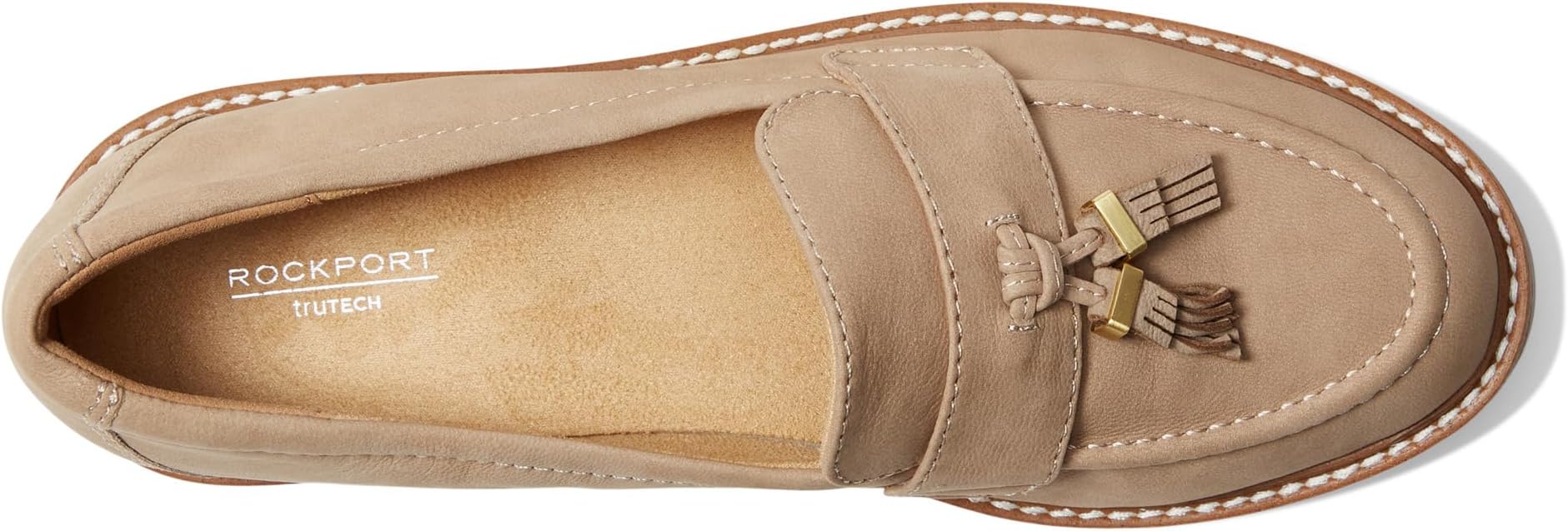 Kacey Tassel Rockport Flats in Mocha Taupe Nubuck