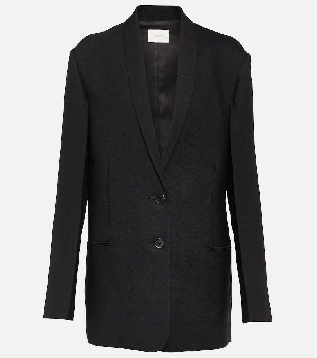 THE ROW Single Breasted Wool Blazer with Cape, Black