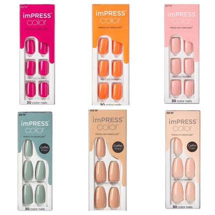 طلاء أظافر ملون من Impress Press-On Manicure Color Nails Pure Fit - متوفر بألوان متعددة، Kiss