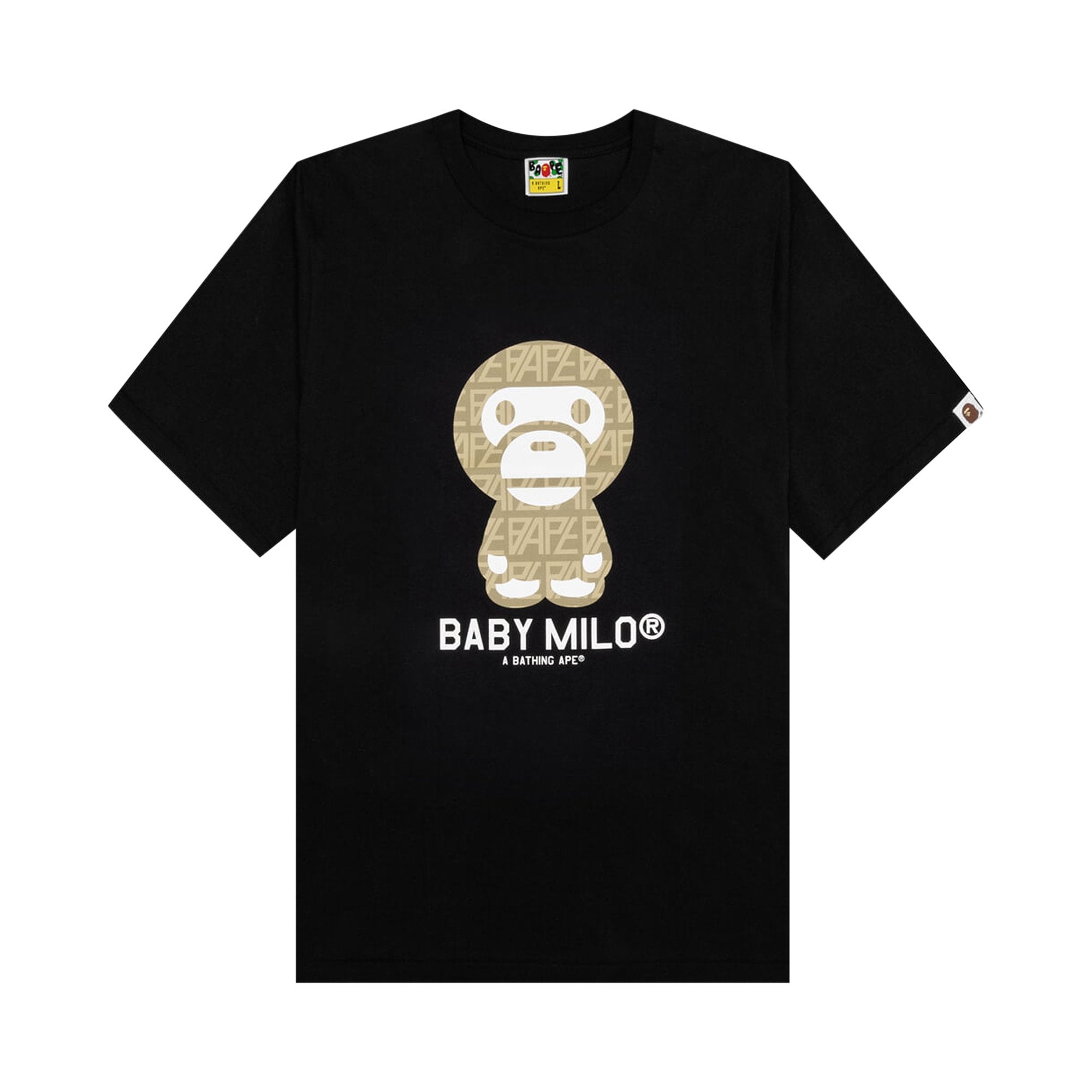 Baby Milo T-Shirt with BAPE Logo, Black/Beige