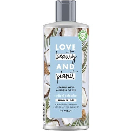 Vegan shower gel with coconut water and mimosa flower radical freshener, charging with freshness, 500 ml, Love Beauty And Planet