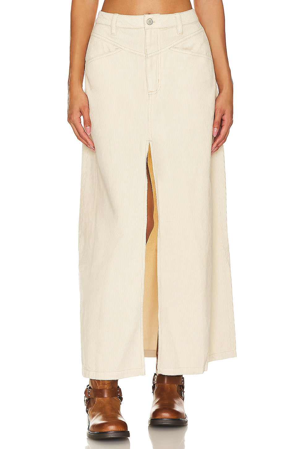 Free People Come As You Are Cord Maxi Skirt, Beechwood