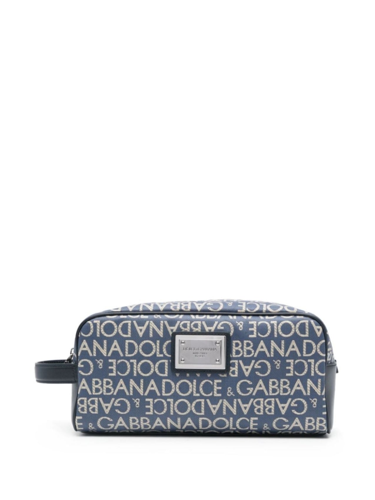 Dolce & Gabbana wash bag with jacquard logo, blue