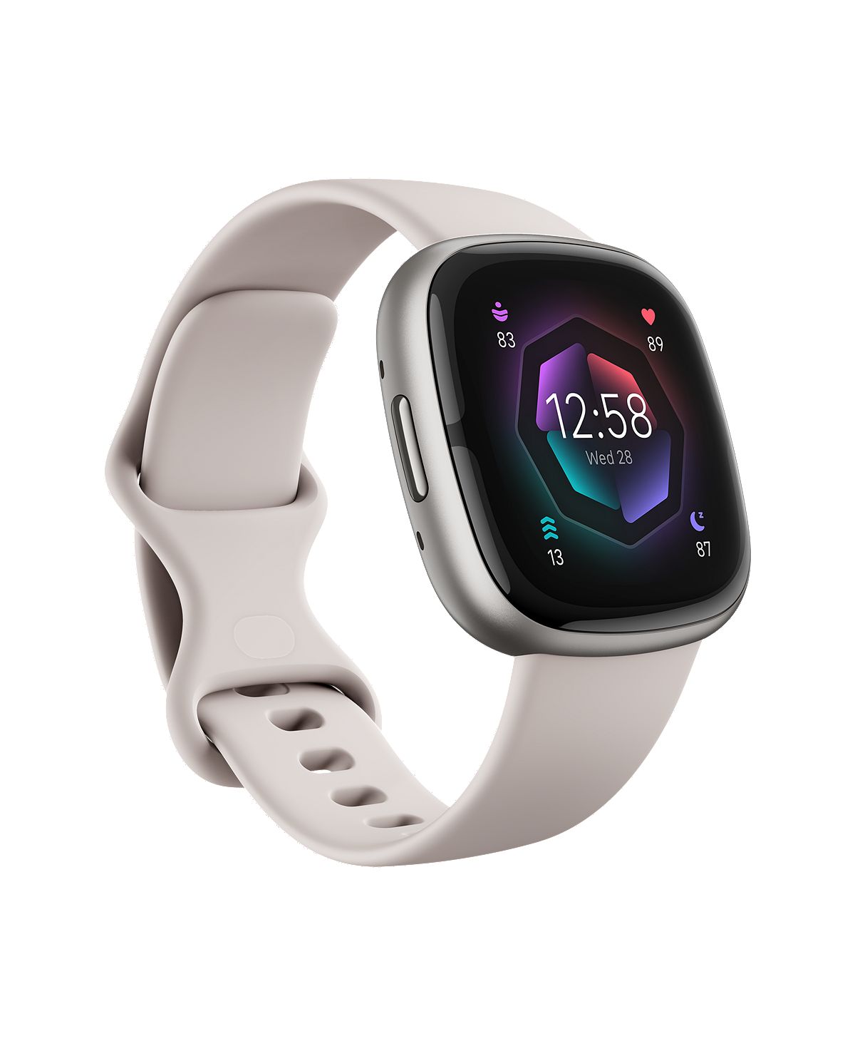 ساعة ذكية Sense 2 Lunar White Platinum، مقاس 39 مم من Fitbit