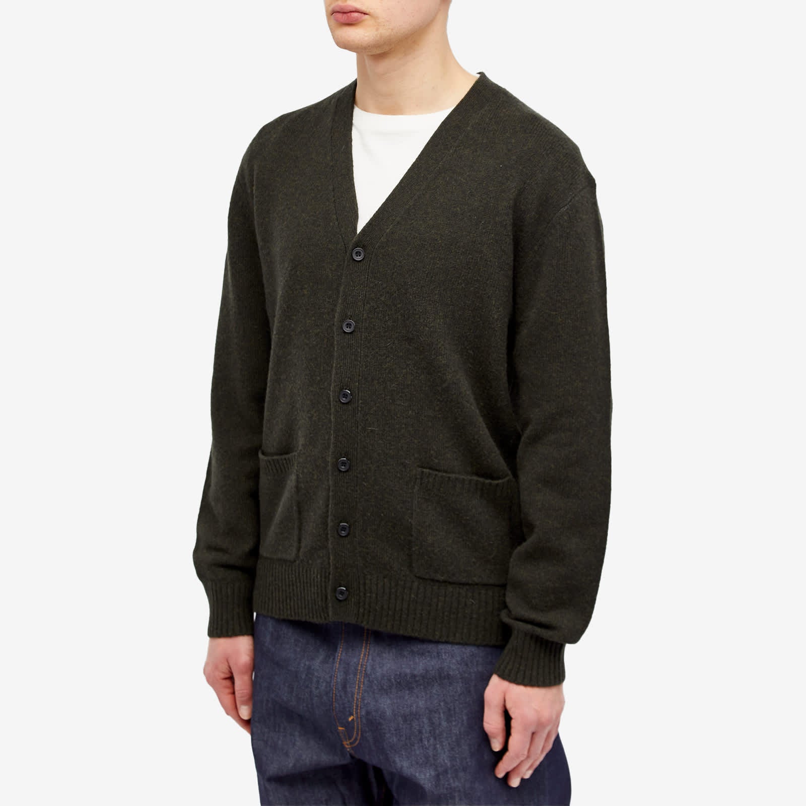 Cardigan Beams Plus 7G Elbow Patch, olive