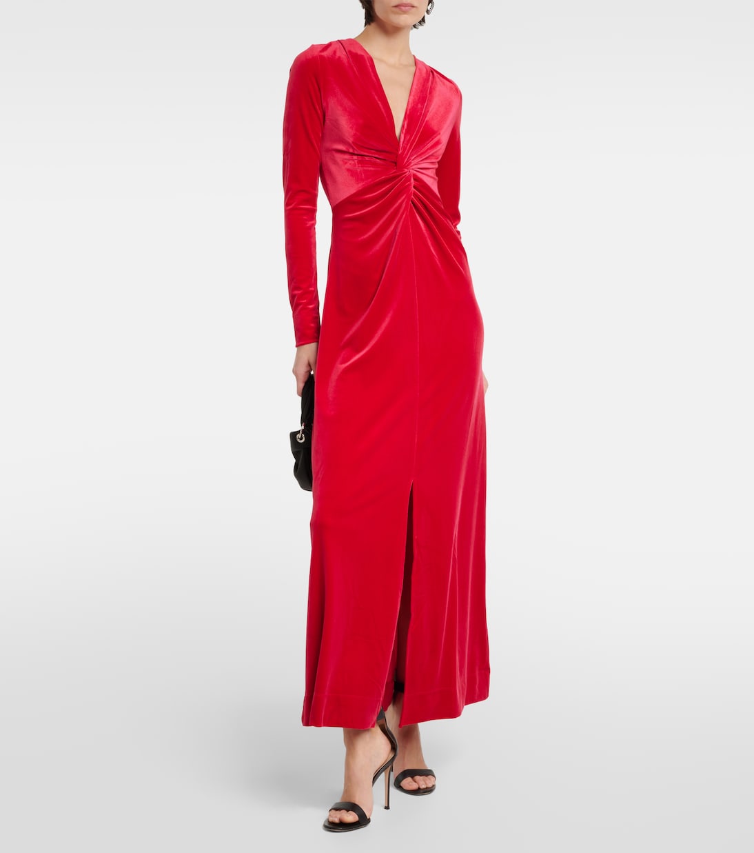 Velvet midi dress Ganni, red