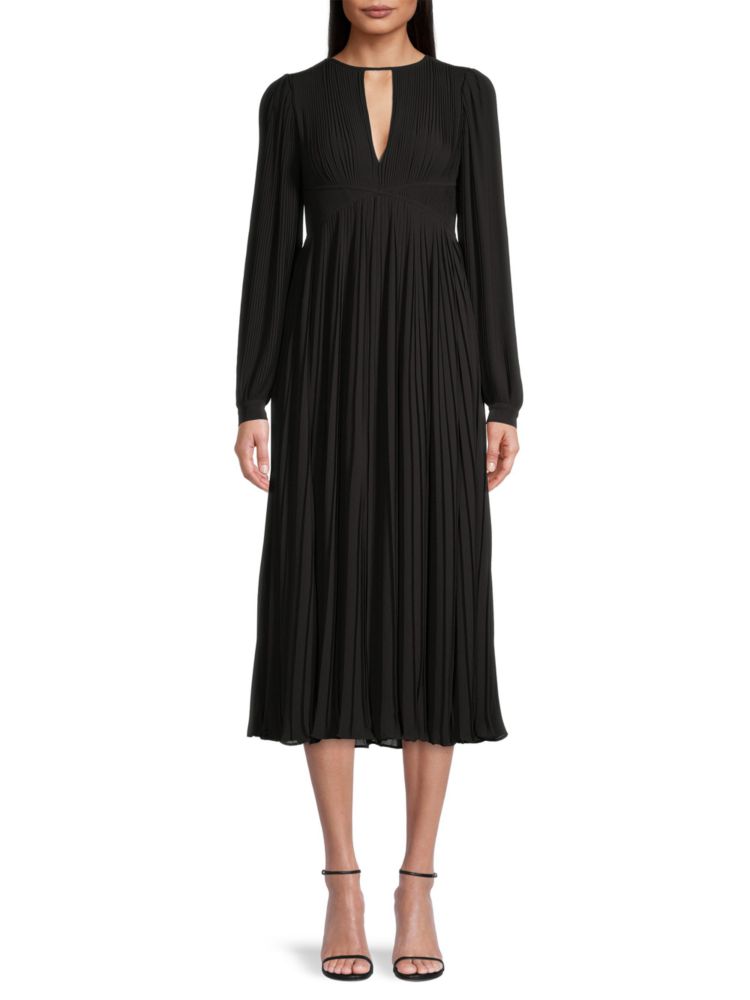 Michael Kors Pleated Midi Dress, Black