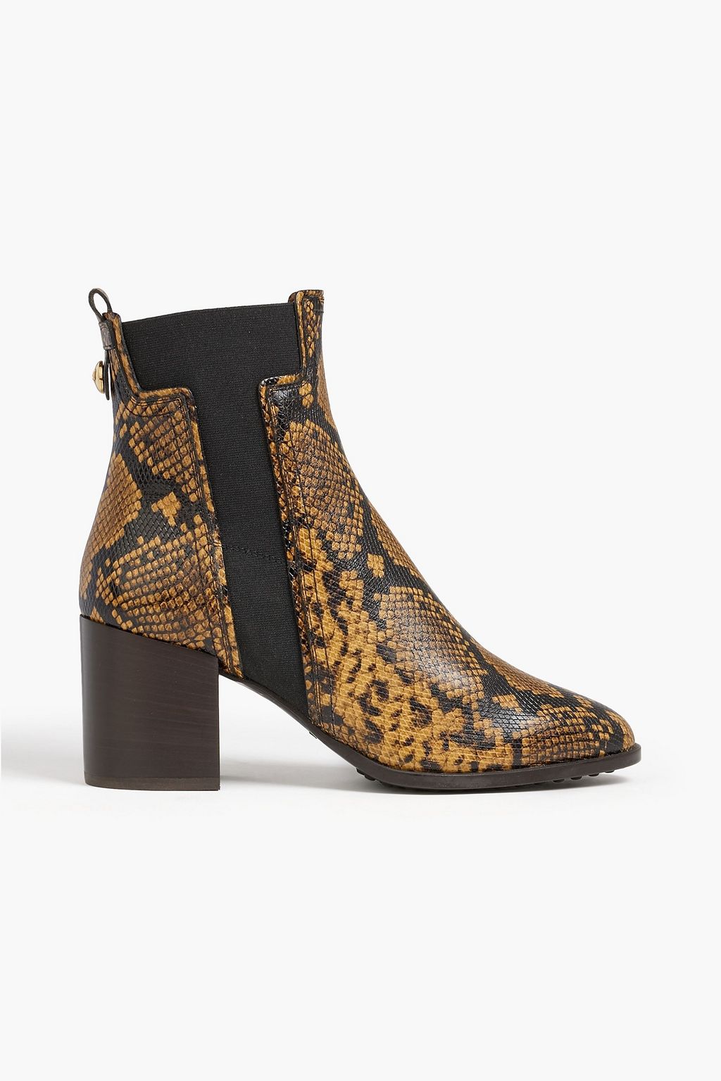 TOD'S snakeskin leather ankle boots, camel