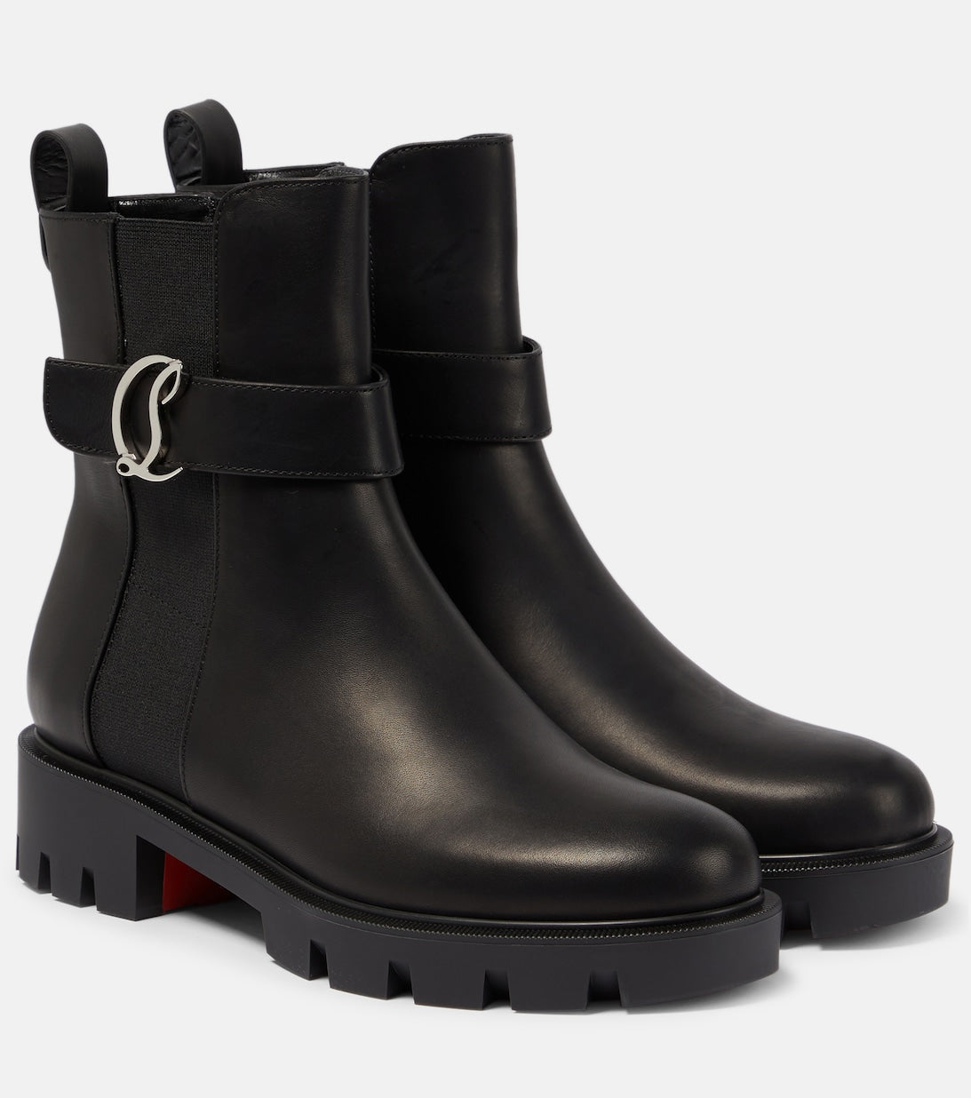 CL Chelsea Christian Louboutin Leather Ankle Boots, Black