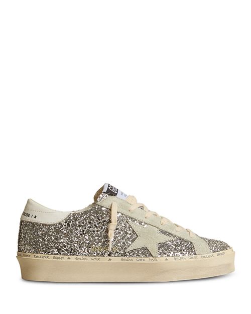 حذاء رياضي نسائي Hi Star Golden Goose Glitter منخفض الرقبة باللون الفضي