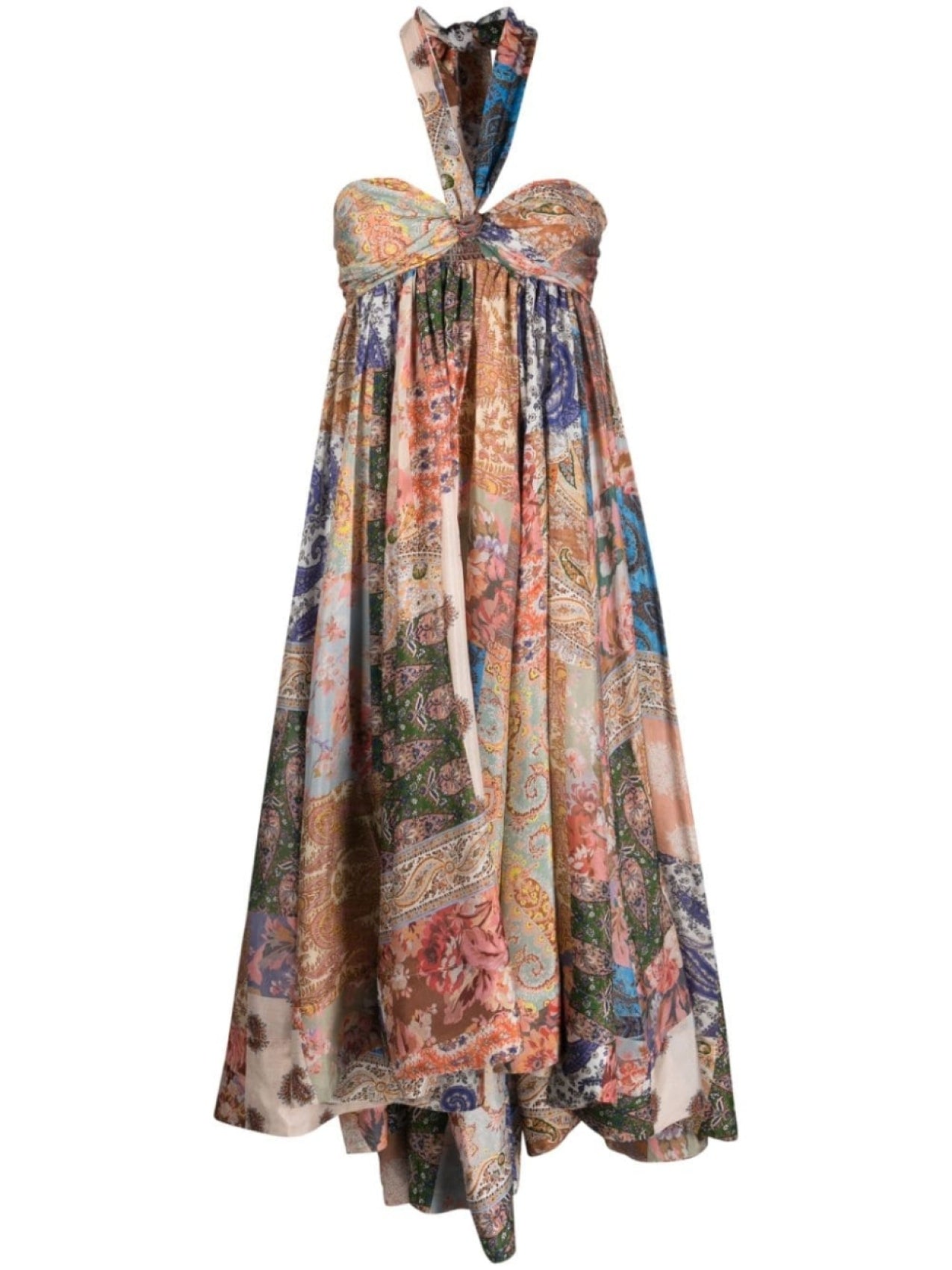 Devi Halterneck Paisley Dress ZIMMERMANN Beige