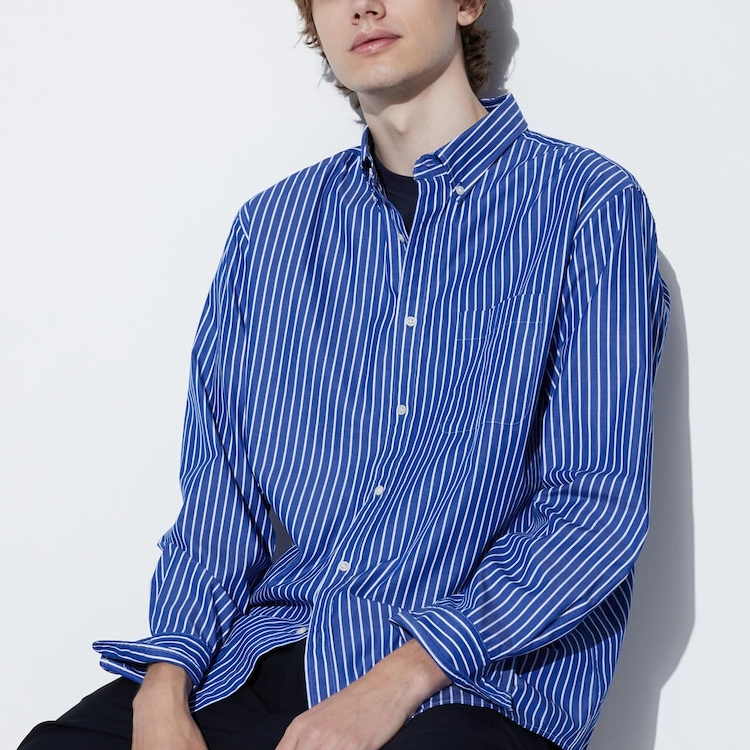 Men's Shirt Sea Blue Uniqlo, Sea Blue