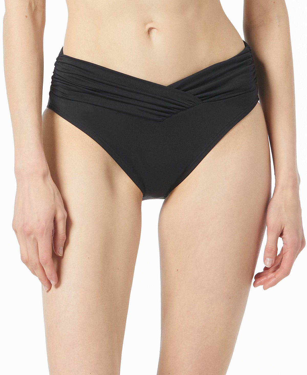 Michael Kors Women's Gathered V-Waist Bikini Bottoms, Black