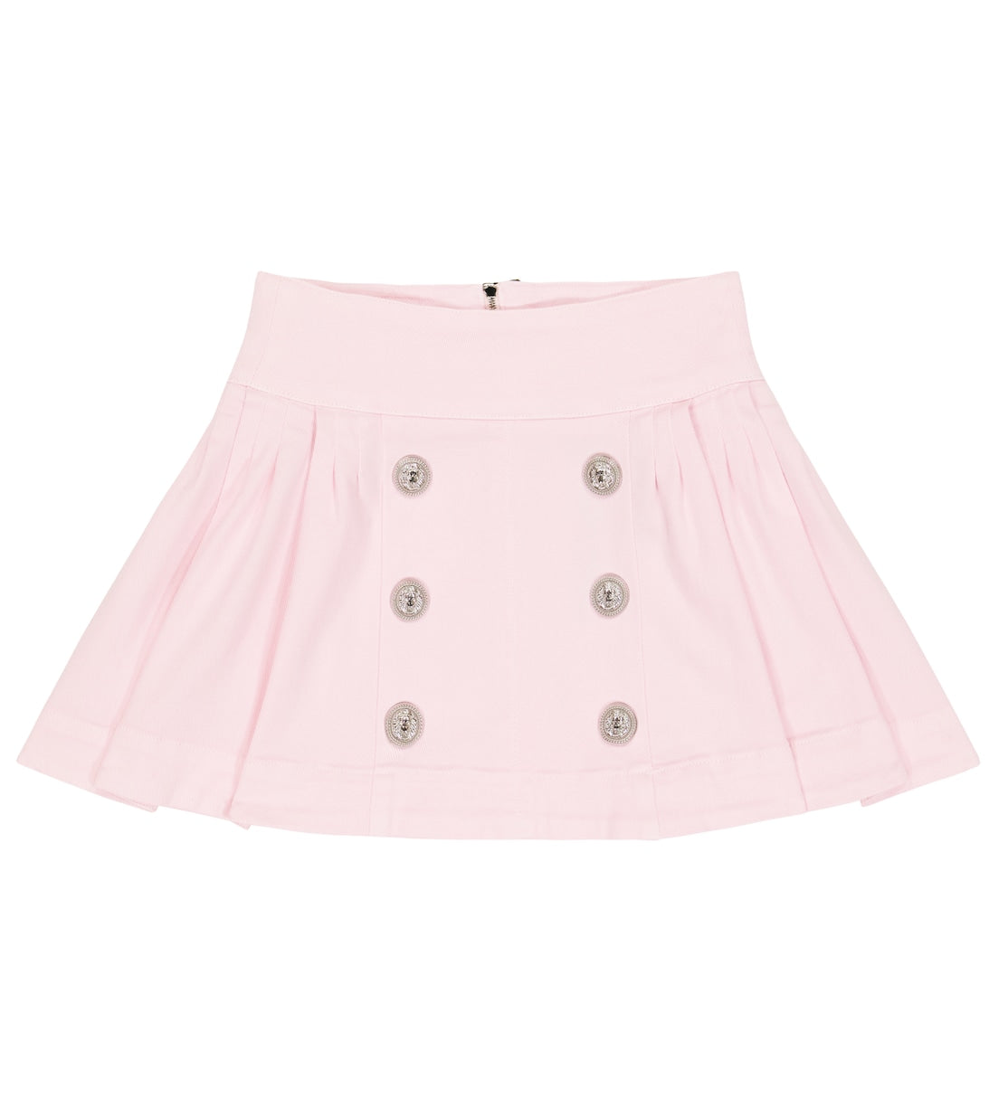 Balmain Cotton Blend Pleated Button Skirt, Pink