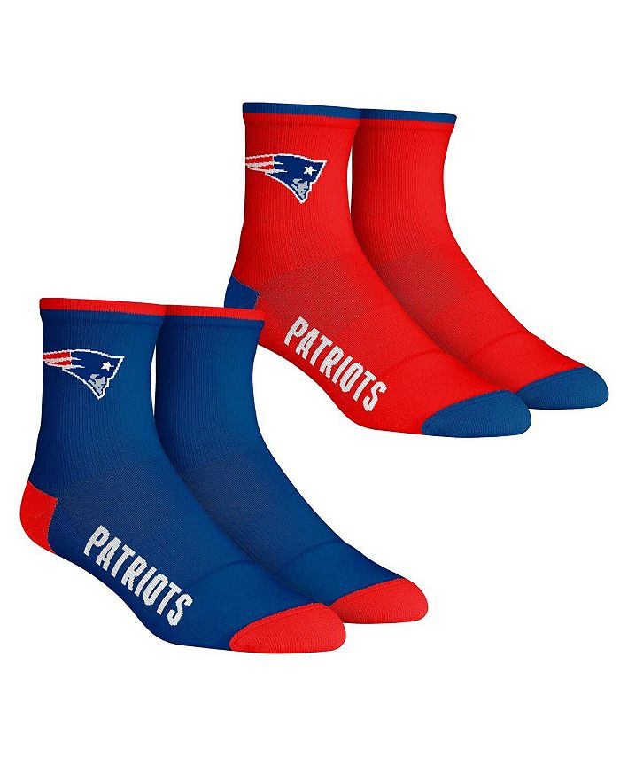 Men's New England Patriots Core Team Socks, Set of 2 Quarter Length Rock 'Em Socks red