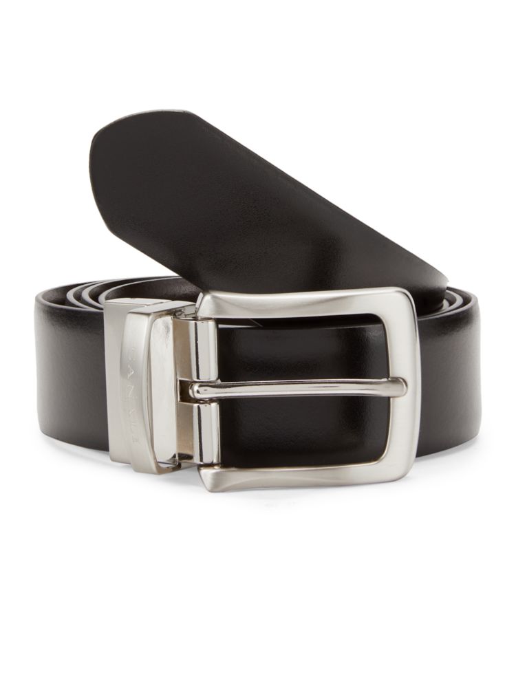 Reversible leather belt with Frame Canali buckle, black