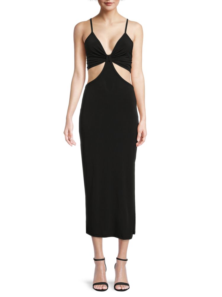 Renee C. Cutout Bodycon Midi Dress, Black