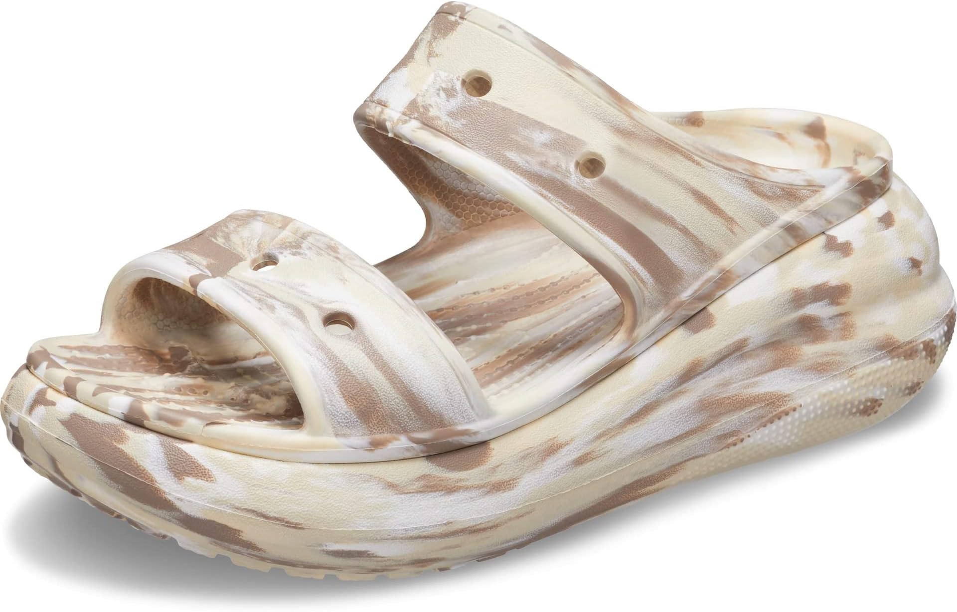 Classic Crush Sandal Crocs, Bone/Multi Marbled