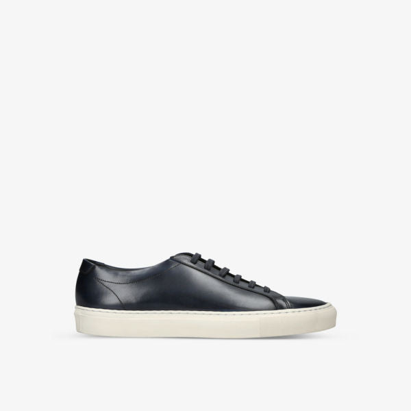 Sprint Leather Low Top Sneakers with Loake Contrast Stitching, Navy