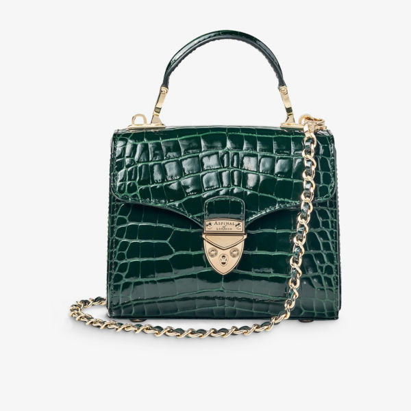 Aspinal Of London Croc Embossed Leather Mini Mayfair Bag, Green