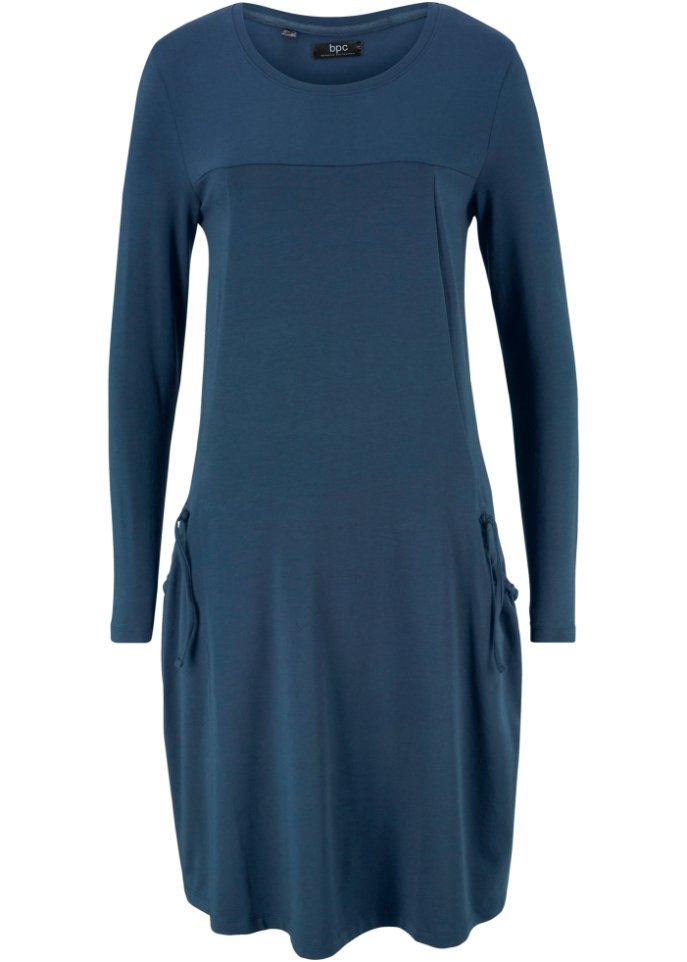 Oversized cotton dress with knee-length pockets Bpc Bonprix Collection, blue